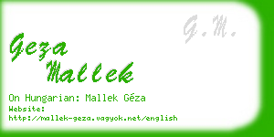 geza mallek business card
